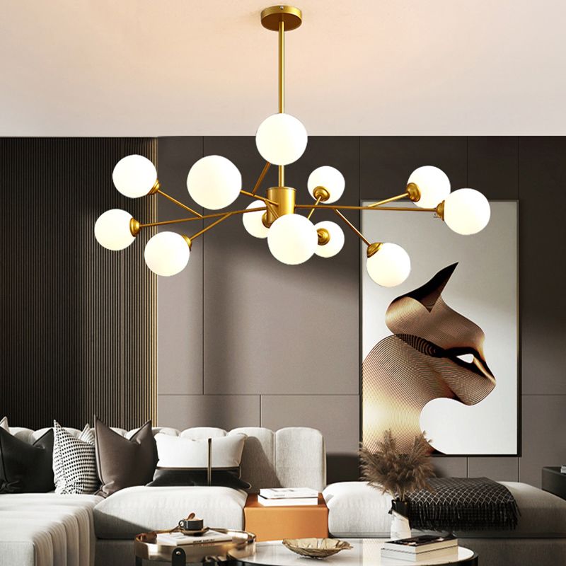 Contemporary Gold Frame Chandelier Light Fixtures Glass Hanging Chandelier for Bedroom