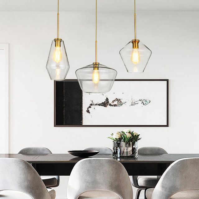 Triangle en verre transparent / ambre / urne / diamant pendentif lampad