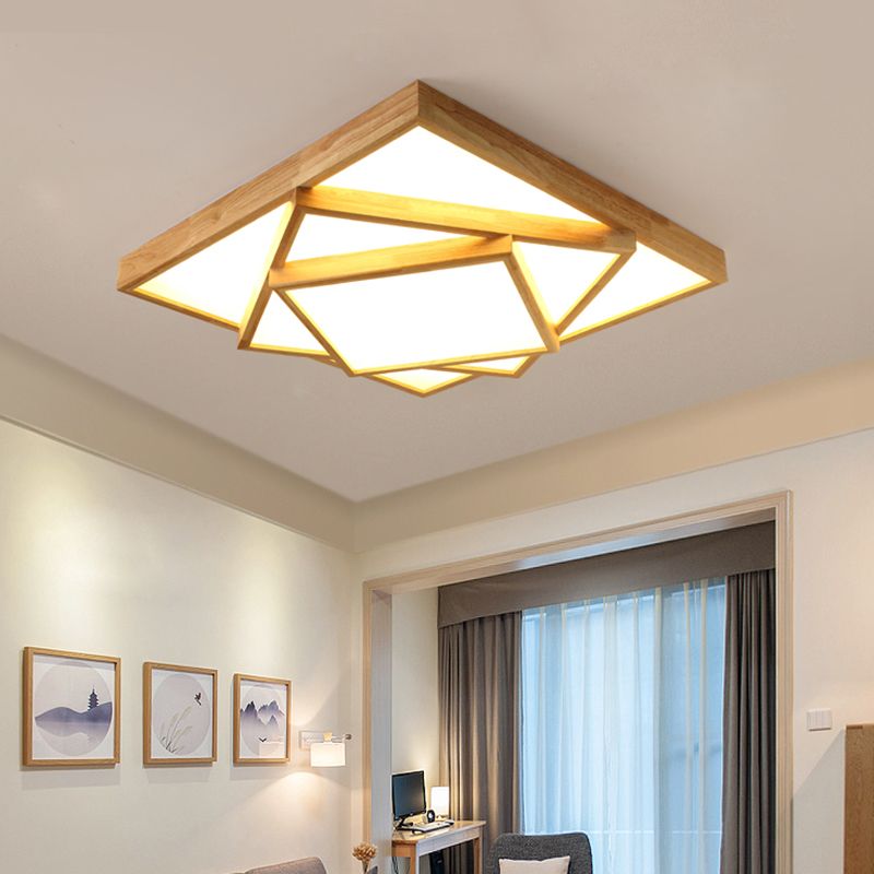 Modern Multi-head Ceiling Mount Light Fixtures Wooden Flush Mounted Ceiling Light