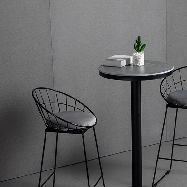 Industrial Gray Velvet Stools Metal Indoor Counter & Bar Stools