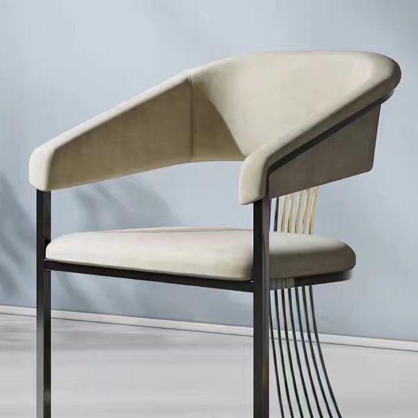 Glam Kitchen Side Chair Gold Base Open Back Dining Arm Chair