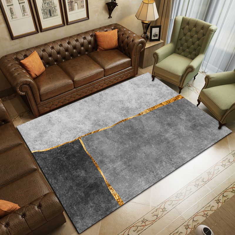 Grey Casual Indoor Rug Polyester Abstract Graphic Rug Non-Slip Backing Rug for Living Room
