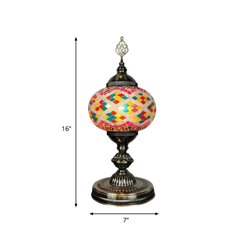 Art Deco Incense Burner Desk Light 1-Bulb Handcrafted Stained Glass Table Lamp in White/Beige/Yellow