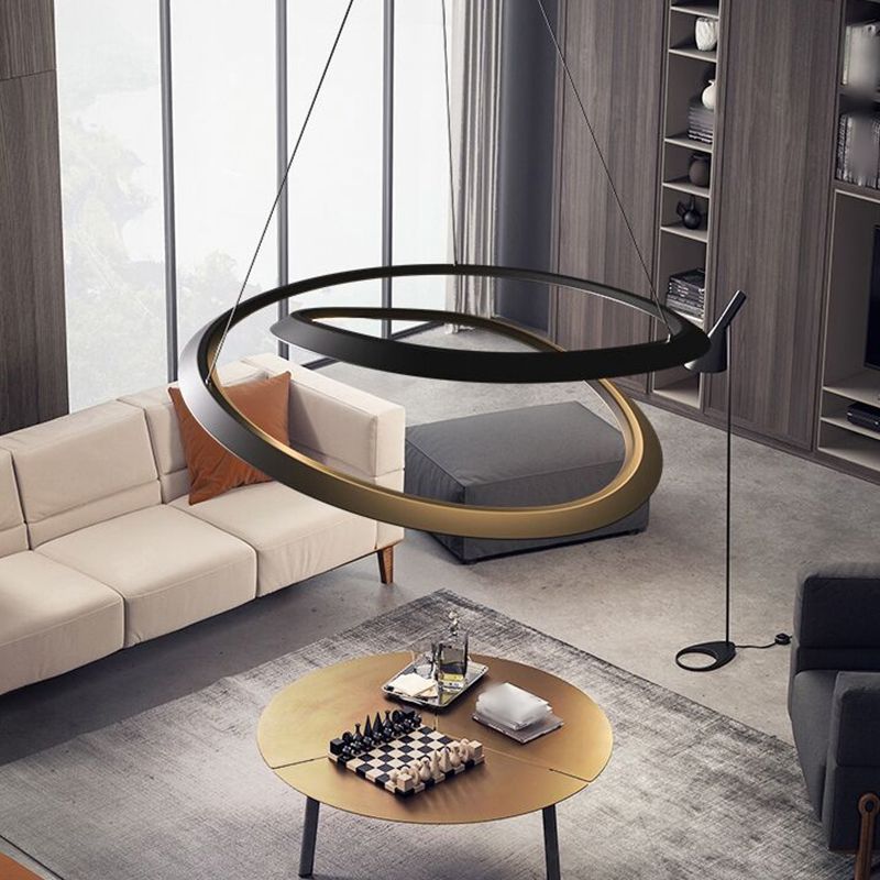 Twisting Shape Metal Chandelier Light Modern 1- Light Chandelier Lighting Fixture in Black