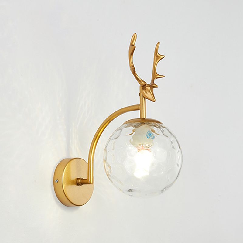 Metal Glass Wall Sconce 1 Blub Wall Mounted Light Fixture for Study Room