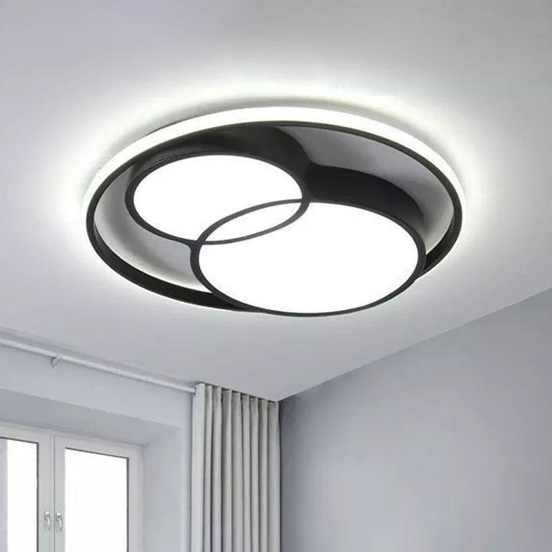 Modern Style Geometric Flush Light Metal Living Room LED Flush Ceiling Light Fixture in Black