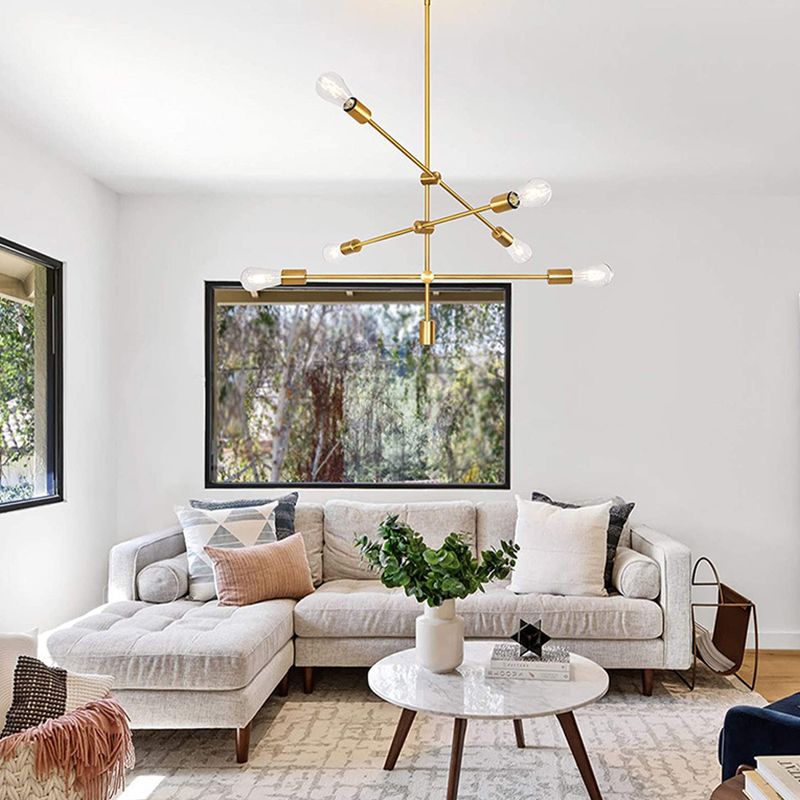 Modern Chandelier, Black Light Fixture Led Bulb with Adjustable Height