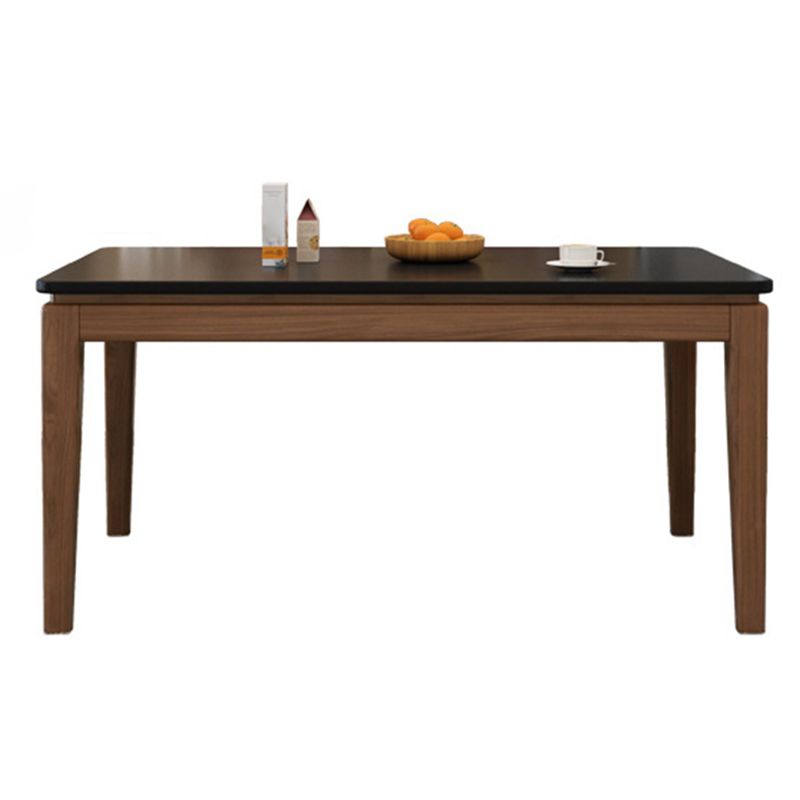 Rectangle Stone Top Table Mid-Century Modern Dining Table with 4 Wood Legs