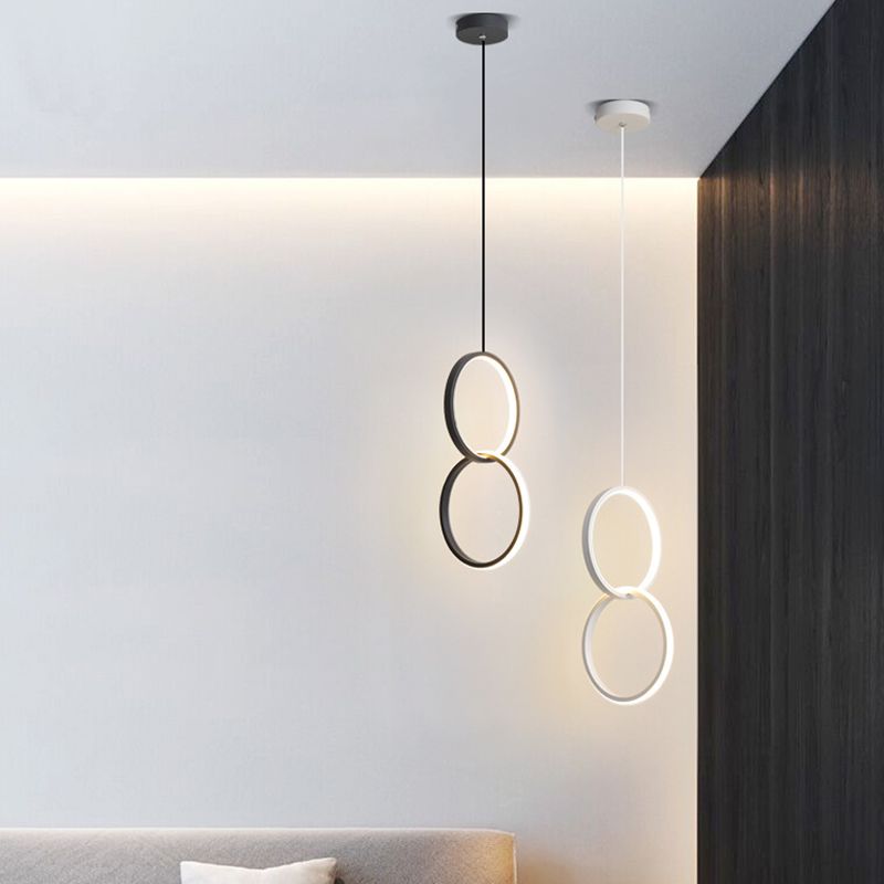 Minimalistische LED -Aufhängungshängung Anhänger Lichtkreis Hängende Leuchte mit Metallschatten