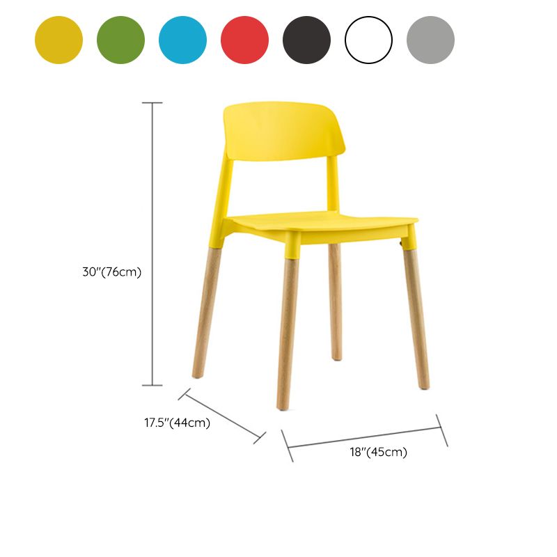 Solid Wood Legs Side Chair Indoor Armless Open Back Dining Chair