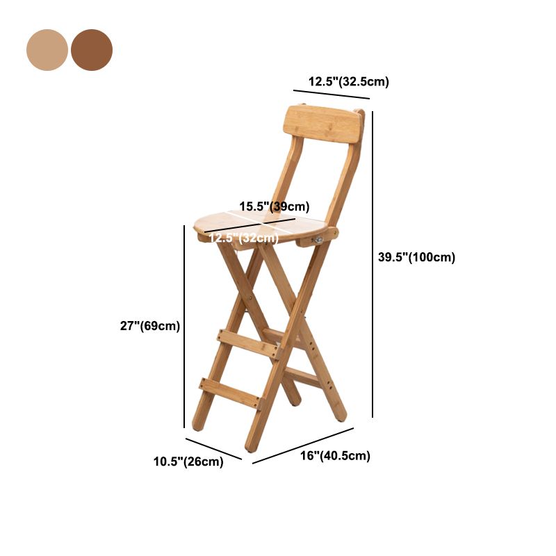 Contemporary Home Folding Stool Matte Finish Bamboo Barstool