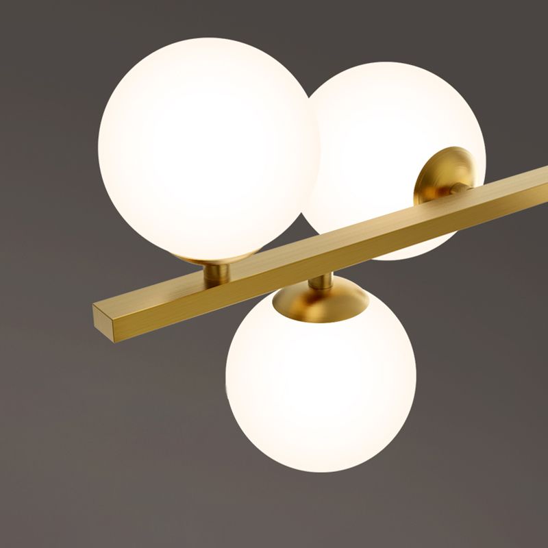 Modern LED Island Lighting Linear Glass Chandelier Light Fixture for Dining Room