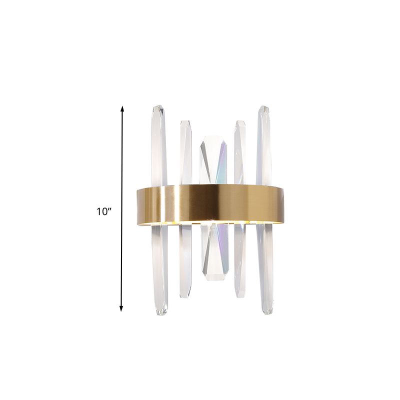 Clear Crystal Bar Wall Sconce Modernist LED Wall Lighting Freet in oro con tonalità in metallo rotondo/rettangolare