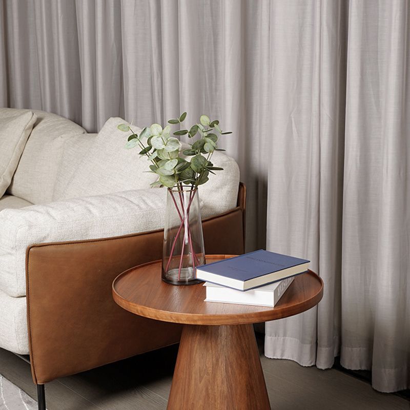 Round Solid Wood Coffee Table Pedestal Coffee Cocktail Table