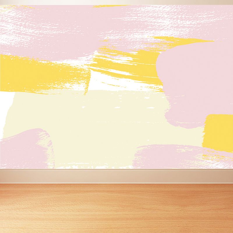 Brush Stroke Pattern Mural Wallpaper Pink Contemporary Wall Covering for Living Room