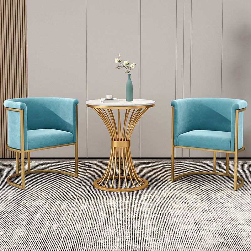 Scandinavian Luxury Fabric Dining Chair Armless Solid Back Chair