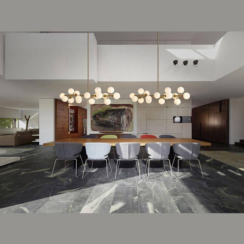 Luce a soffitto sferico dell'isola contemporanea in vetro oro isola a sospensione Luce