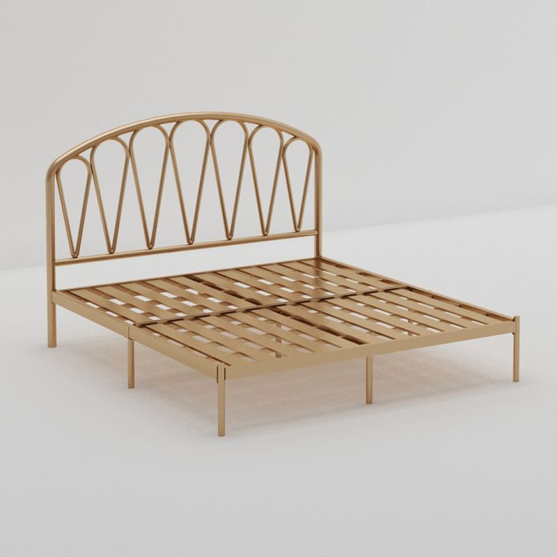 Glam Metallic Open-Frame Bed with Arched Headboard, 45.3" Tall