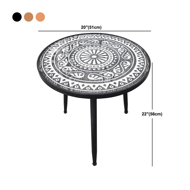 Solid Wood Round Side End Table Rustic 3 Legs End Slide Table