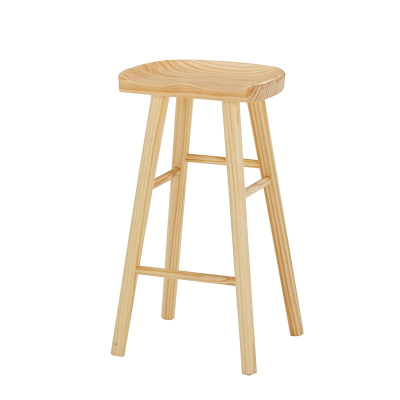 Natural Finish 1/4 Pcs Bar Set with Wooden Stools for Dining Room