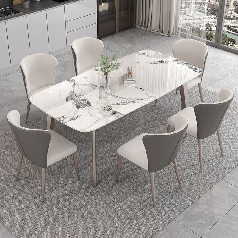 Contemporary Stone Dining Table Set 1/2/5/7 Pieces Dining Set for Home Use