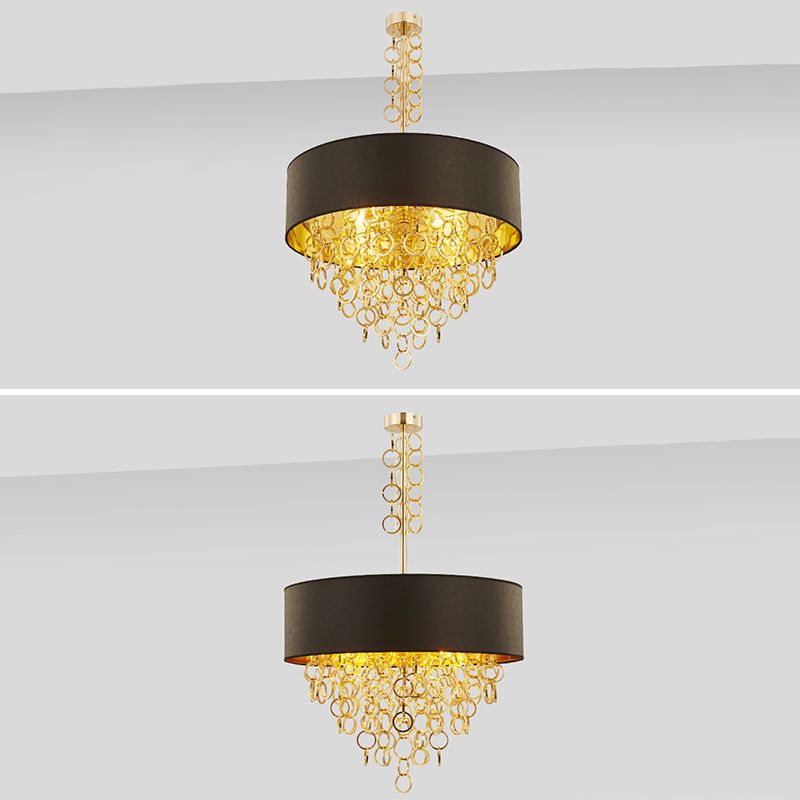 Simplicity Circular Chandelier Light Fixture Metal Living Room Ceiling Pendant Light in Black