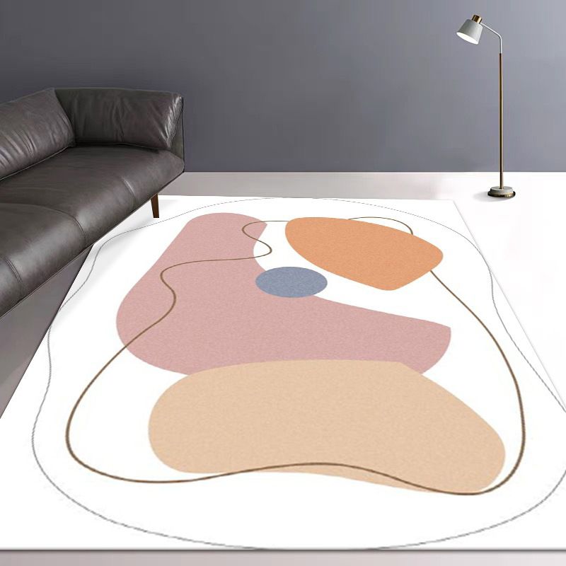 Orange nordischer Teppich Polyester Kontrast Farbe Teppichwaschmaschine für Salon