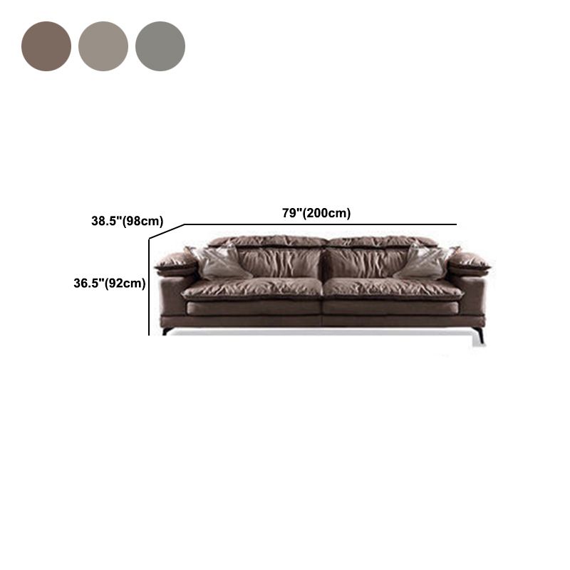 Modern Style Sofa Bed Imitation Leather Material Grey/khaki/coffee Feather Padded Sofa