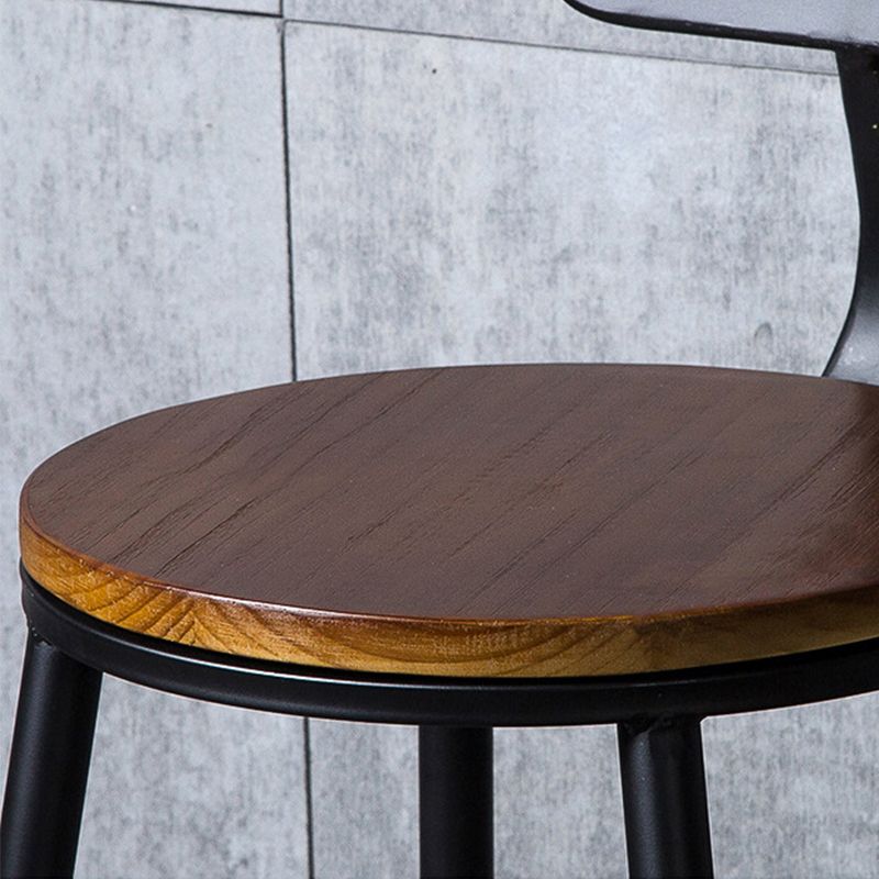 Contemporary Metal Dining Stools Round Bar Stools with Footrest