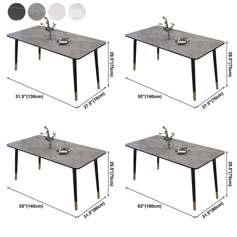 Contemporary Home Sintered Stone Scratch Resistant Dining Table Rectangle Table with 4 Legs Base