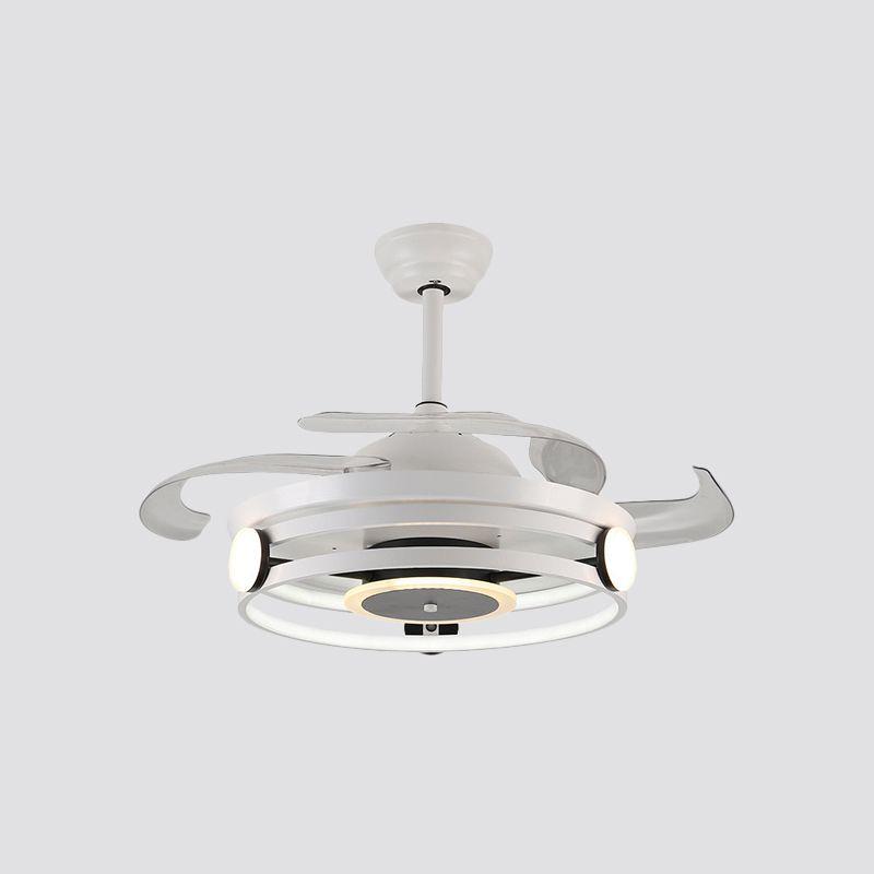 Macaron Circular 4 lame semifulò Light Acrilic Acrilic LED Assiciare lampada a ventola, largo 20 "