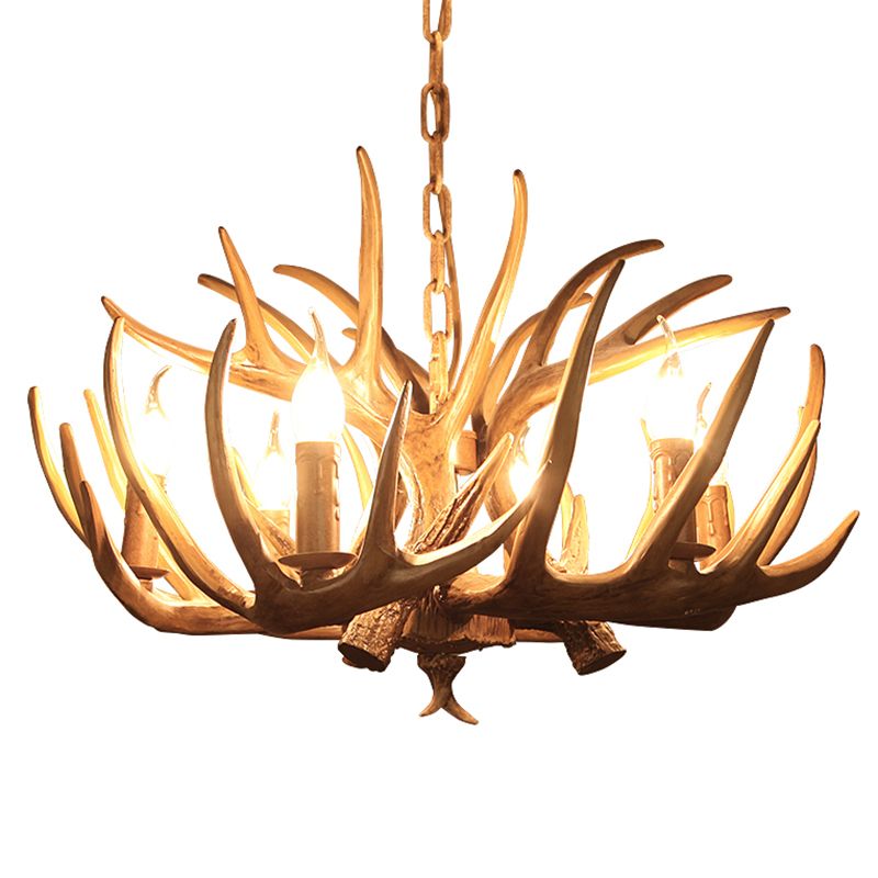 Vintage Antler Shaped Chandelier Light Fixture Resin Pendant Light for Restaurant
