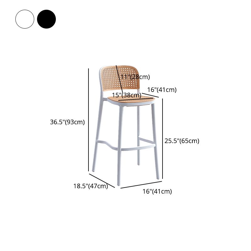 Taburete de bar de plástico de estilo moderno con reposapiés, taburete de bar simple con respaldo bajo para cocina