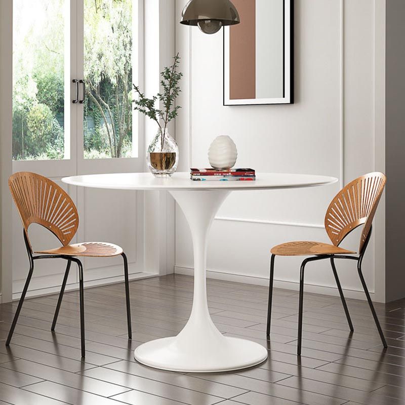 Stone Top Dining Table Modern Round Table with Pedestal Base