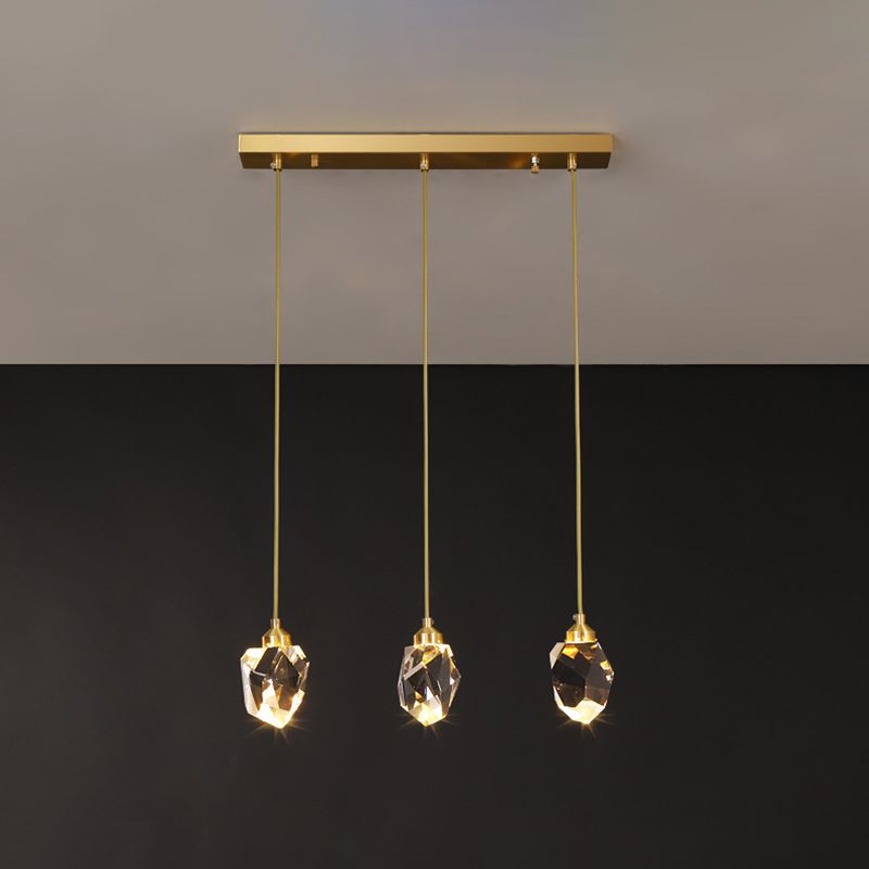 Contemporary Style Geometry Shape Island Lights Crystal Pendant Lights in Gold
