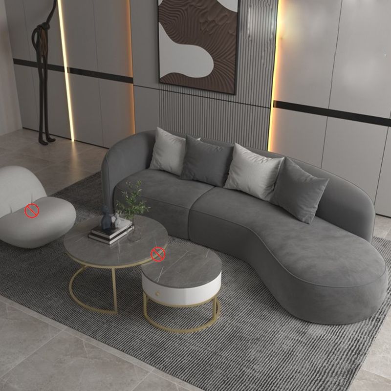Nordic Living Room Curved Assembled Tight Back Square Arm Seating