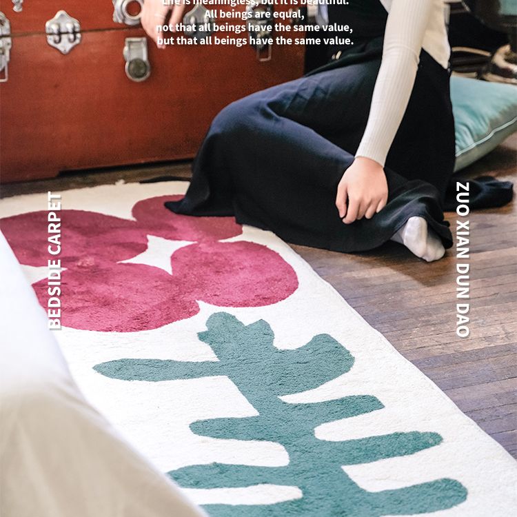 Fancy Modern Area Rug Flower Pattern Polyester Area Carpet Anti-Slip Washable Rug for Home Decor