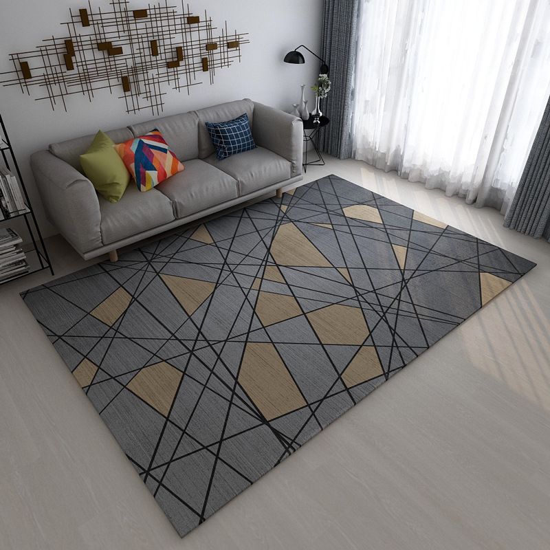 Chic Geometric Colorblock Print Rug Multi Colored Modern Rug Polyester Machine Washable Non-Slip Backing Pet Friendly Rug for Room