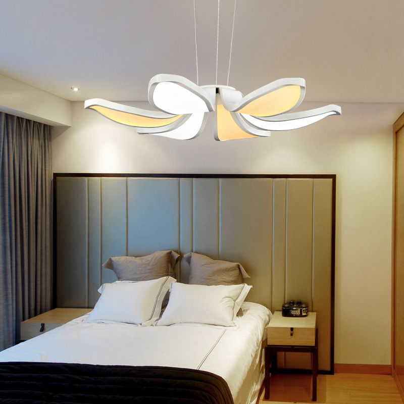 Fleur Fleur Chandelier en acrylique Light Contemporain 6/8 lumières Blanc LED Plafond suspendu en blanc / chaud / naturel Light