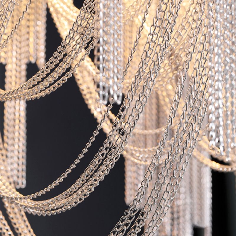 Stream Living Room Pendant Lighting Fixture Metal Nordic-Style Suspension Pendant Light in Silver