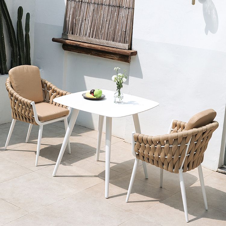 Contemporary Outdoors Dining Chairs with Removable Water Repellent Finish Cushion