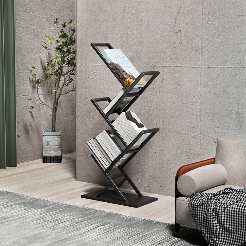 Standard Metal Bookcase Contemporary Open Back Bookshelf with Shelves
