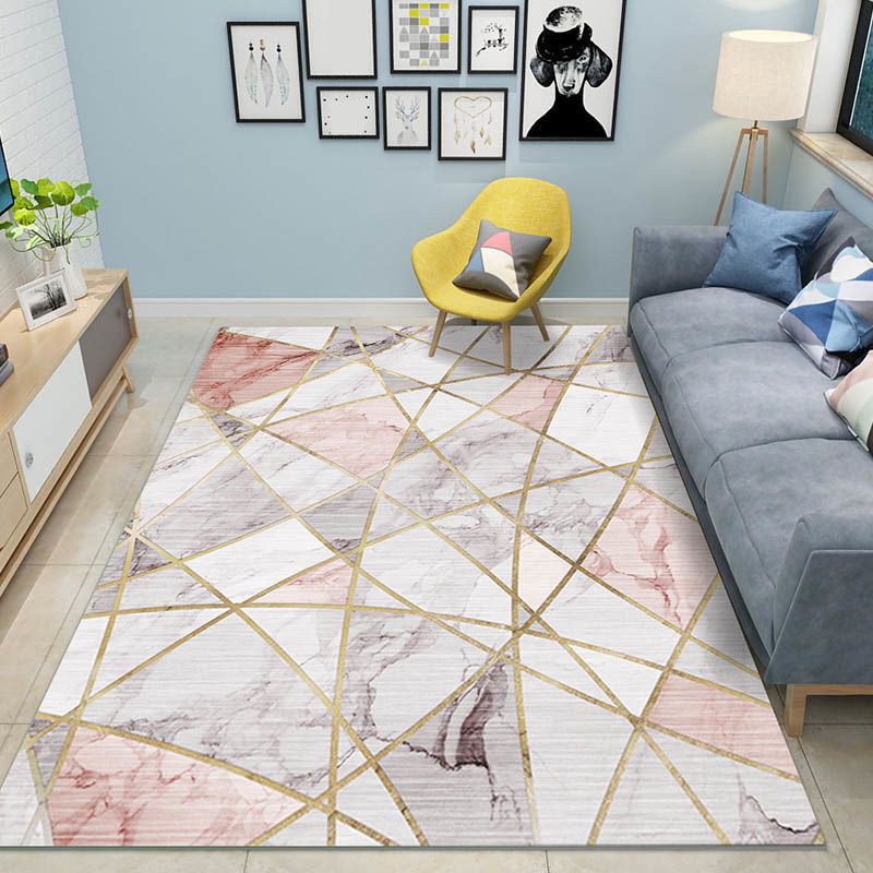 Light Gold Deer Rug Polyester Modern Rug Washable Rug for Living Room