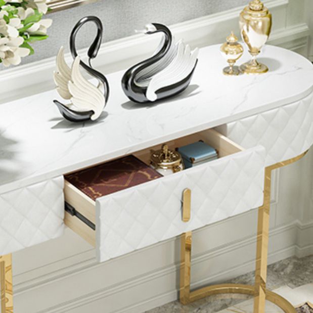 Glam Marble Console Table Golden Iron Console Sofa Table for Hall
