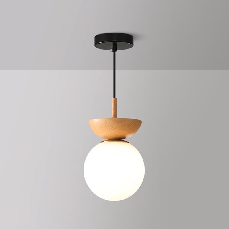 1 Licht 6 "breite Anhänger-Beleuchtungsanlage mit weißem Globus-Glasschatten für das Restaurant