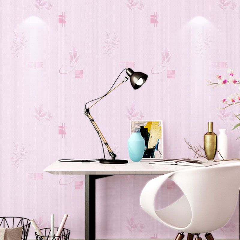 Decorative Grass and Flower Wallpaper Non-Woven Material Nordic Wall Art for Guest Room