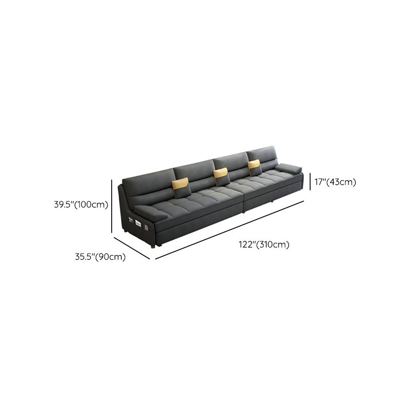 39"H Scandinavian Futon Sofa Bed Folding Gray Leather Futon Sleeper Sofa