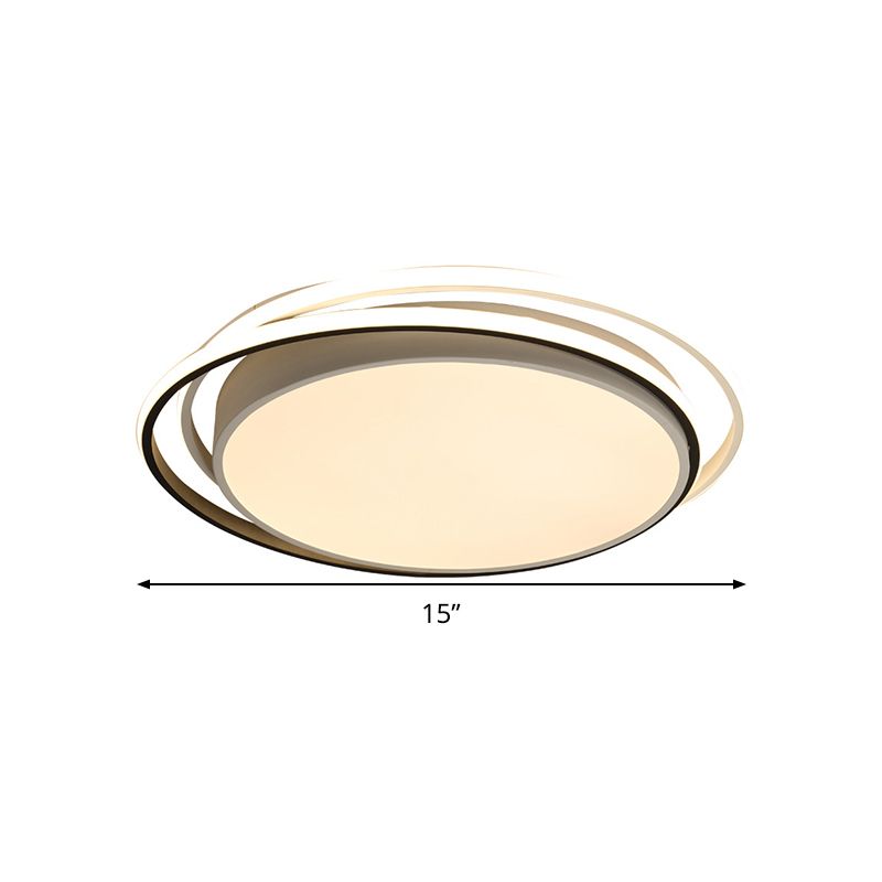 15 "/19" W Flush Ring Licht Einfache Stil Metall LED Schwarz/Weiß Deckenbeleuchtung in Warm/White/3 Farbe Licht