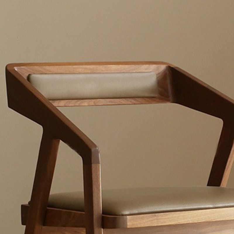 Contemporary Kitchen Dining Armchair Wood Side Dining Chairs in Brown