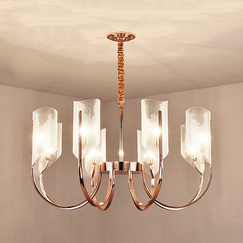 Postmodern Metal Acrylic Chandelier Lighting Fixtures Gold Hanging Chandelier